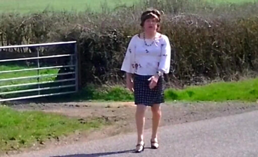 Chrssie in the countryside with her knickers down