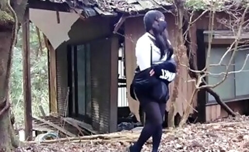 masturbation clothes in an abandoned house in a forest