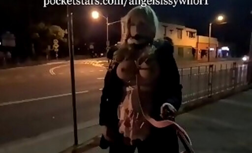Gagged sissy maid hooker on the streets