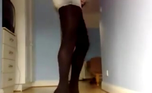 Ashley J practicing her moves in her clubbing outfit