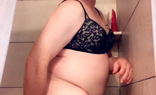 Pantyluvn sissy cumming in shower with dildo