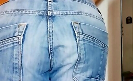greek sissy butt in thin jeans with thong