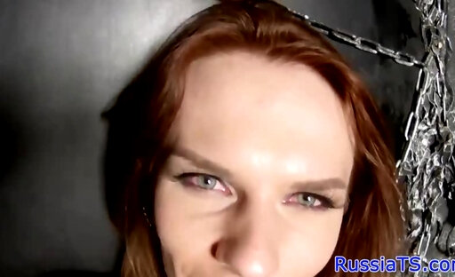 Glam russian tgirl playing with her cock