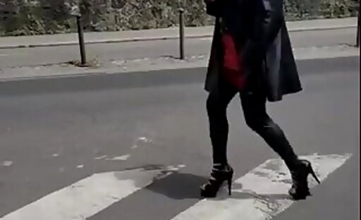 transsexual walk with wiz outdoor in paris