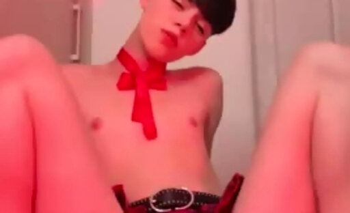 Cute femboy rides dildo