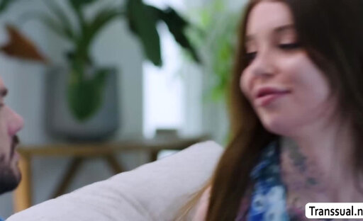 Deepthroated by this hot busty Trans Woman