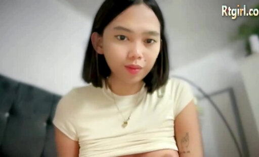 big tits asian trans cutie with tattoos wanks on cam