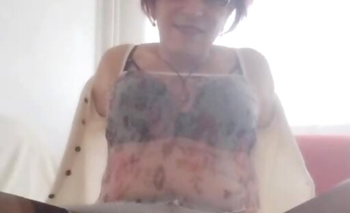 Showing suprise nylon sissy milf tranny