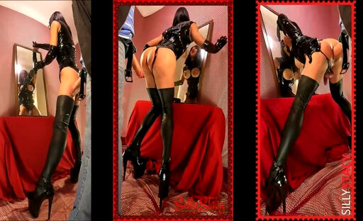 Hot Sissy Silly Stacy Latex anal fum with huge white cock