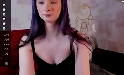 purple haired russian trans cutie with girly cock webcams solo