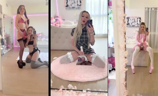 Amy - Sissy Splitscreen Chastity Masturbation Compilation 1