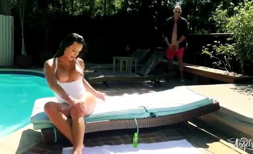 TRANS ANGELS- Bianka Nascimento Oils Up Her Tits Before She Lets D Arclyte Fuck Her By The Pool