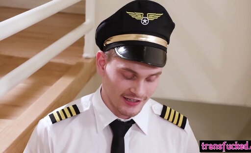 Pilot reached sky with naughty shemale flight attendant Carrie Emberlyn