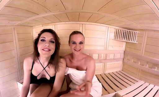 VRB TRANS Sauna threesome with TS girlfriend and her friend VR Porn