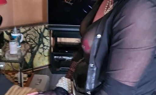 Two mature crossdressers fuck together