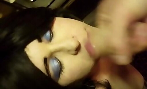 Sissy bitch sucks dick and takes a load to the face