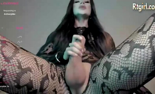 slim brunette teen trans cutie in pantyhose jerks off her big cock on cam