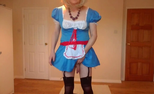 Gothic look lingerie strip in blue costume