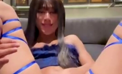 kim blue outfit cum