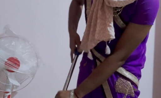 Cleaning in saree