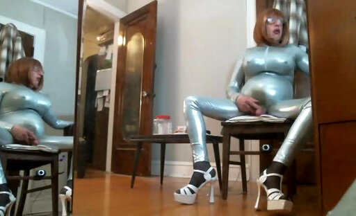 Silver Catsuit Wht PlatsToying G Silica Breast