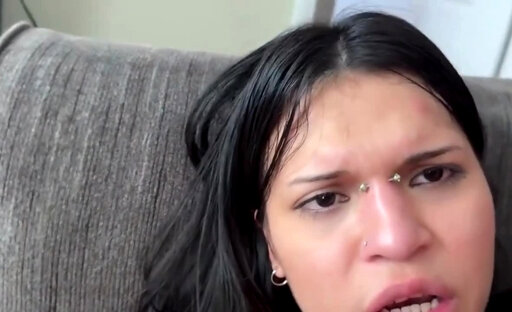 Petite brunette shemale analized raw on the couch