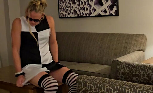 Black&White MiniDress Part II with CUMSHOT