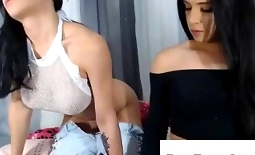 Cute Stroking her Tgirl Mates huge penis