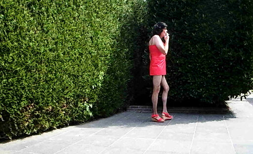 Kiana smoking red dress