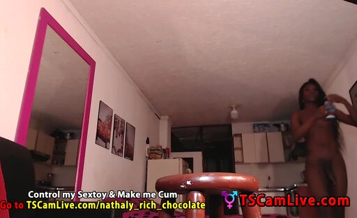 Huge Ebony Shaft Shemale on Webcam Part 7