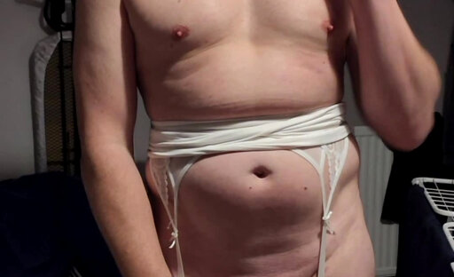 Stripping off crossdresser femboy