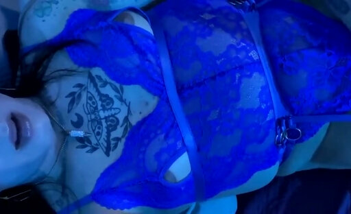I was jerking off lying on the bed in lingerie and blue high heels