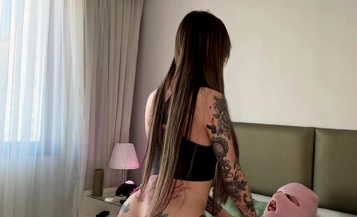 Delicious tattooed girl fucks her man