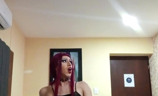 Sissy skinny ride bbc dildo at hotelroom