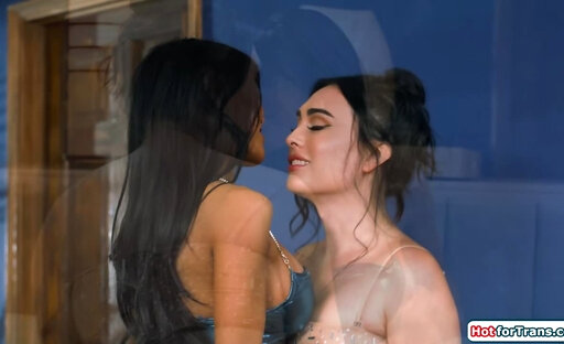 Tgirl Ember Fiera gets uncut cock sucked