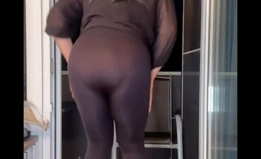 Sissy teasing and dildo riding on balcony