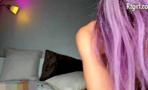 slim transgirl with pink hair toys ass on webcam