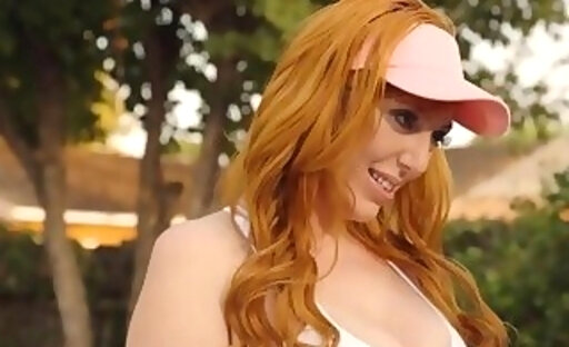 Trans tennis player Brittney Kade fucks a curvy redhead milf