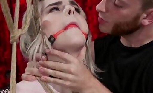 BDSM deepthroating TS whipped and anally fucked by master