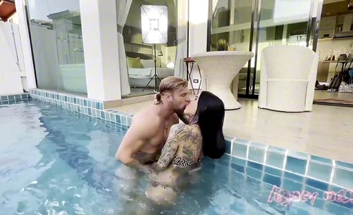 Sexy Big Cock Beautiful Asian Tattooed Shemale dominates and fuck with big ass muscle guy