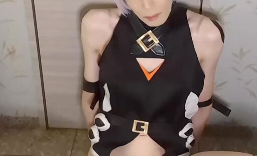 Sexy costume CD show with a dildo