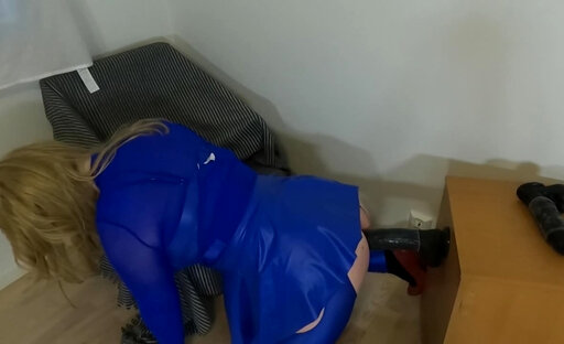 Blue outfit Anal play
