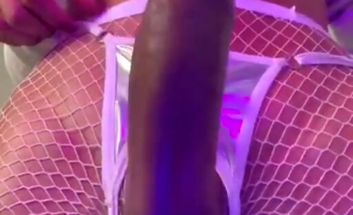 Kim accidental white fishnet no hands cum