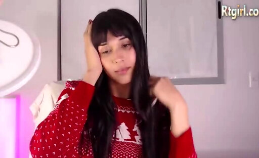 skinny latina trans cutie with natural tits strokes her small cock