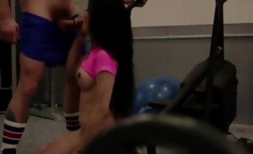 Busty latina tgirl Ariel Demure rimmed and analed at the gym