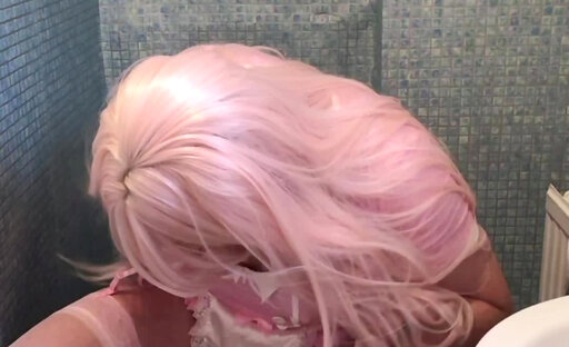 Sissy maid Holly piss stop