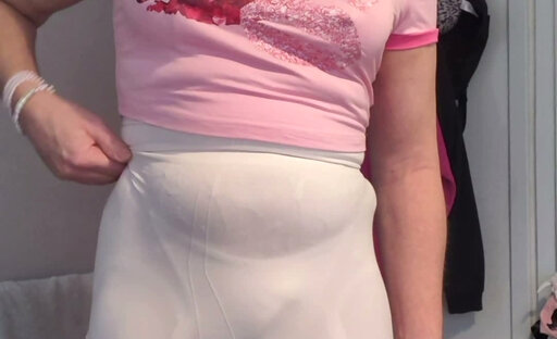 Holly's white skirt bulge