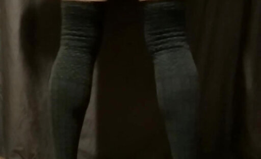Shaking my sissy ass wearing over knee socks