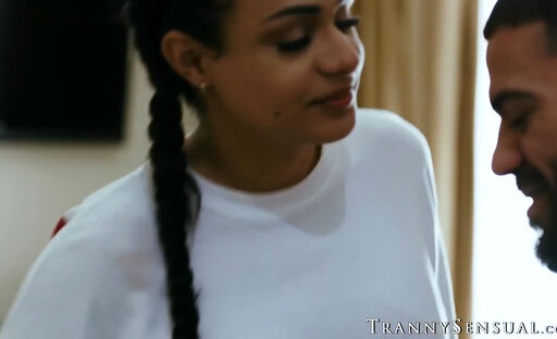 Beautiful inked tgirl Eva Maxim moans while riding hard