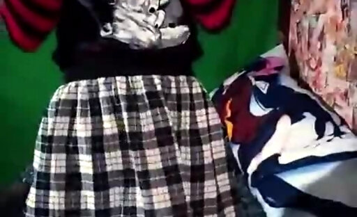 DashaNoihara #4 - Cutie in skirt and blue stripe printed pantyhose